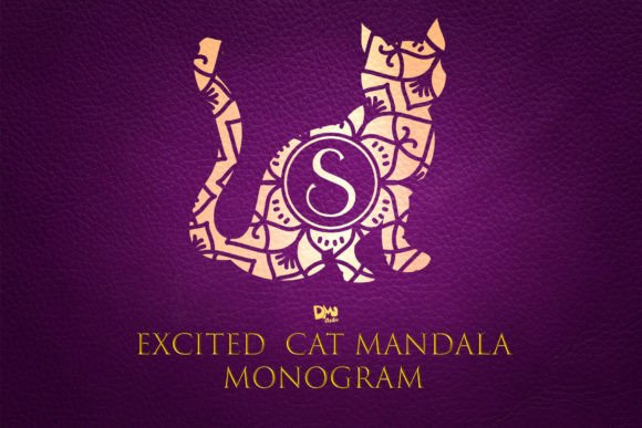 Excited Cat Mandala Monogram Font
